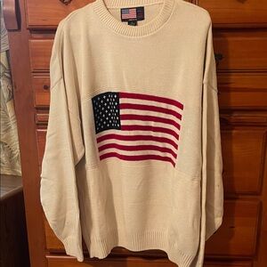Men's Cream Sweater with American Flag Design